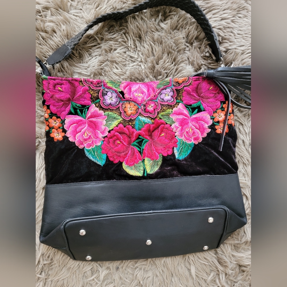 Guatemalan velvet hobo bag